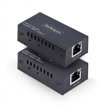StarTech.com HDMI pagarinātājs pa CAT5e/CAT6, 4K 60Hz, līdz 60m, raidītāja un uztvērēja komplekts, barošana pa kabeli, kompakts korpuss