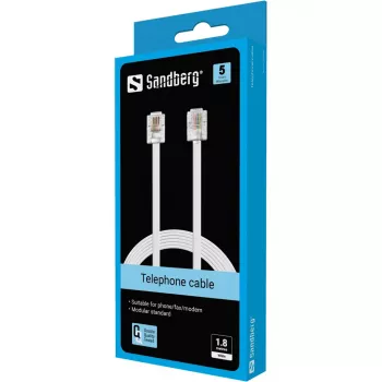 Sandberg telefona kabelis RJ11-RJ11 1,8 m, balts