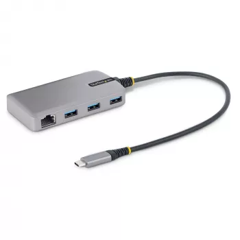StarTech.com 3-Portu USB-C Hubs ar Ethernet - 3x USB-A Porti, Gigabit Ethernet RJ45, USB 3.0 5Gbps, Barošana no Kopnes, 30cm Kabelis - Pārnēsājams USB-C Huba Adapteris Klēpjdatoram ar GbE