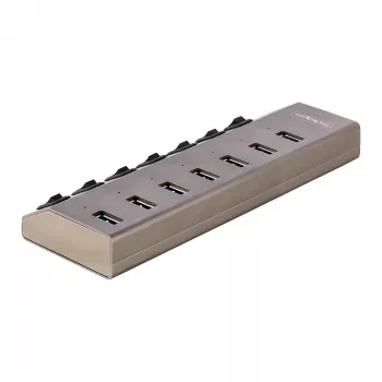 StarTech.com 7-Portu USB-C Centrmezgls ar Individuāliem Ieslēgšanas/Izslēgšanas Slēdžiem, USB 3.0 5Gbps Paplašināšanas Centrmezgls ar Barošanas Avotu, Galddatora/Portatīvā USB-C uz USB-A Centrmezgls, USB Type C Centrmezgls ar BC 1.2