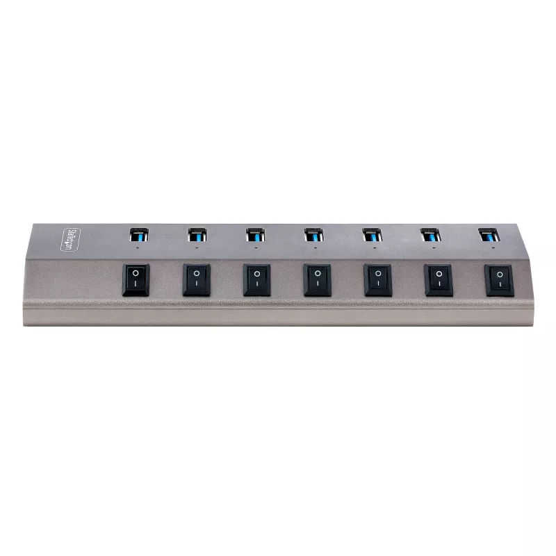 StarTech.com 7-Portu USB-C Centrmezgls ar Individuāliem Ieslēgšanas/Izslēgšanas Slēdžiem, USB 3.0 5Gbps Paplašināšanas Centrmezgls ar Barošanas Avotu, Galddatora/Portatīvā USB-C uz USB-A Centrmezgls, USB Type C Centrmezgls ar BC 1.2