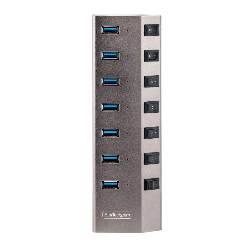 StarTech.com 7-Portu USB-C Centrmezgls ar Individuāliem Ieslēgšanas/Izslēgšanas Slēdžiem, USB 3.0 5Gbps Paplašināšanas Centrmezgls ar Barošanas Avotu, Galddatora/Portatīvā USB-C uz USB-A Centrmezgls, USB Type C Centrmezgls ar BC 1.2