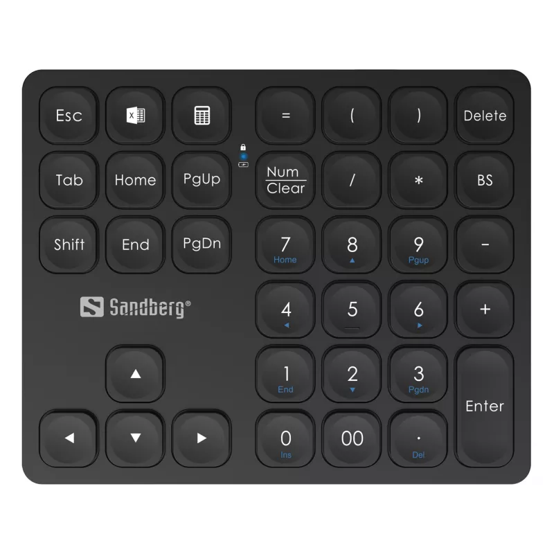 Ciparu tastatūra Sandberg Wireless Numeric Keypad Pro, membrānas, 36 taustiņi