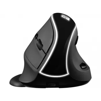 Sandberg Wireless Vertical Mouse Pro, vertikāla pele, optiska, RF bezvadu, 1600 DPI, melna