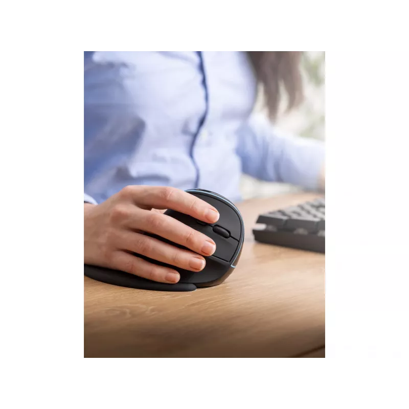 Sandberg Wireless Vertical Mouse Pro, vertikāla pele, optiska, RF bezvadu, 1600 DPI, melna