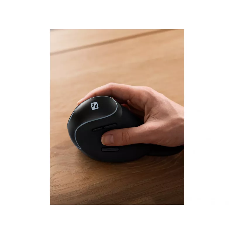 Sandberg Wireless Vertical Mouse Pro, vertikāla pele, optiska, RF bezvadu, 1600 DPI, melna