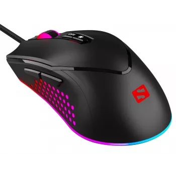 Sandberg Azazinator Mouse 6400, labā roka, USB Type-A, 6400 DPI, melns