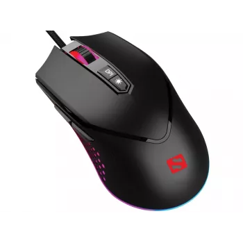 Sandberg Azazinator Mouse 6400, labā roka, USB Type-A, 6400 DPI, melns