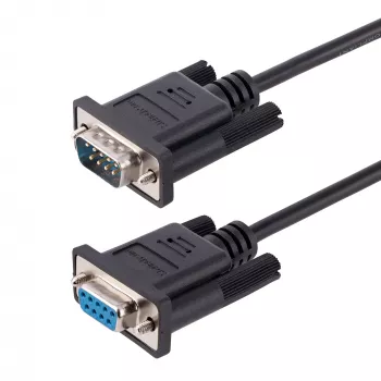 StarTech.com 3m RS232 Serial Null Modema kabelis, krosovers kabelis ar Al-Mylar ekranējumu, DB9 sievišķais-uz-vīrišķo, saderīgs ar DTE ierīcēm, melns