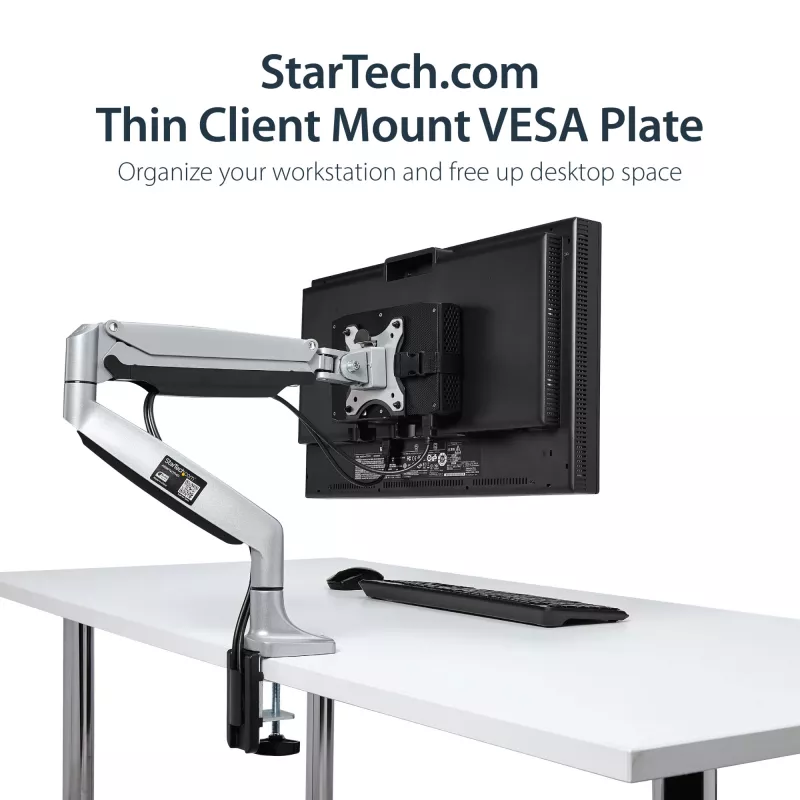 StarTech.com ACCSMNT VESA stiprinājums tievajam klientam, paredzēts Intel NUC / Mac Mini, mazam galddatoram, 5 kg, melnā krāsā, plastmasa/tērauds