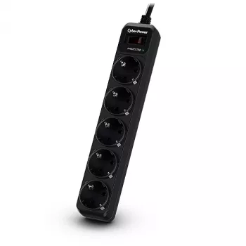 CyberPower B0520SC0-DE pagarinātājs ar pārsprieguma aizsardzību, 5 Schuko ligzdas, 1,8 m, melnā krāsā