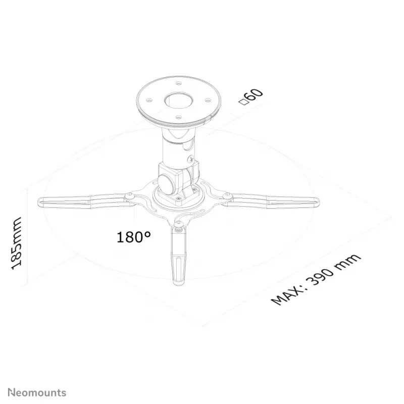 Neomounts BEAMER-C50 griestu projektora stiprinājums - pilna kustība, 18,5 cm