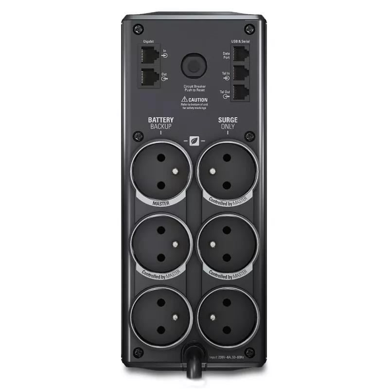 APC BR900G-FR Power-Saving Back-UPS Pro 900 līnijinteraktīvs nepārtrauktās barošanas bloks (UPS), 900 VA (0,9 kVA), 540 W, 230 V, 6 E tipa ligzdas, USB, 45 dB, melns
