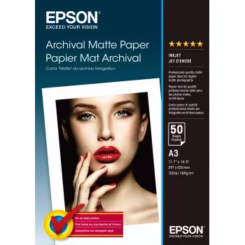 Epson Archival Matte Paper, DIN A3, 189g/m², 50 loksnes