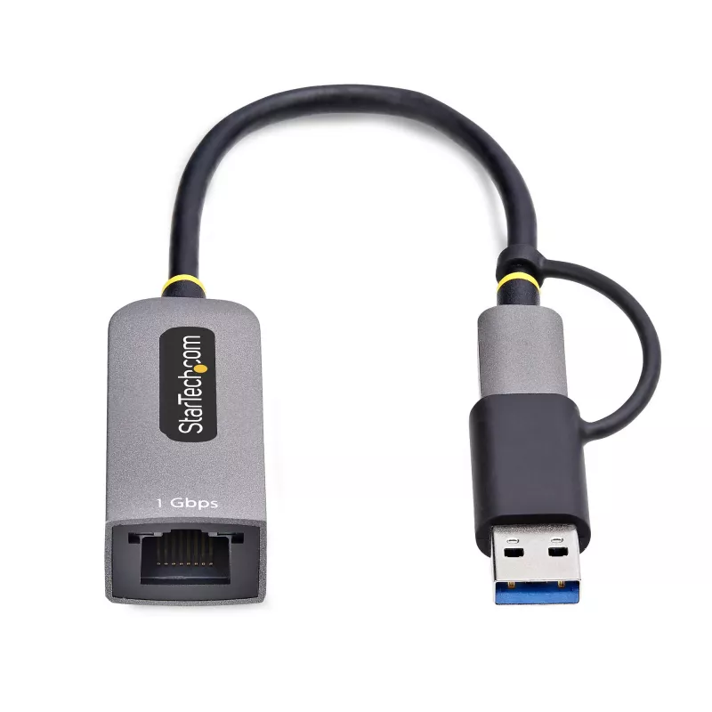 StarTech.com USB-C uz Ethernet adapteris ar USB-A dongli, 10/100/1000Mbps, USB 3.0 uz Gigabit Ethernet tīkla adapteris, 6in/15cm pievienots kabelis, USB GbE adapteris