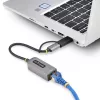 StarTech.com USB-C uz Ethernet adapteris ar USB-A dongli, 10/100/1000Mbps, USB 3.0 uz Gigabit Ethernet tīkla adapteris, 6in/15cm pievienots kabelis, USB GbE adapteris