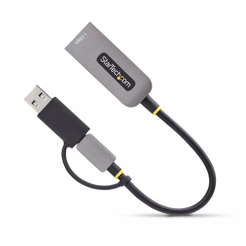 StarTech.com USB-C uz Ethernet adapteris ar USB-A dongli, 10/100/1000Mbps, USB 3.0 uz Gigabit Ethernet tīkla adapteris, 6in/15cm pievienots kabelis, USB GbE adapteris