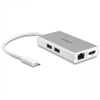 StarTech.com USB-C daudzportu adapteris - USB-C ceļojumu dokstacija ar 4K HDMI - 60W strāvas padeve, GbE, 2 portu USB-A 3.0 centrmezgls - pārnēsājams mini USB-C doks klēpjdatoram - balts