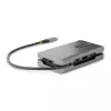 StarTech.com USB-C daudzportu adapteris - 4K 60Hz HDMI/DP - 3 portu USB centrmezgls - 100W barošanas pārvade - GbE - ceļojumu mini dokstacija ar uzlādi - 1 pēdas/30cm aptinams kabelis