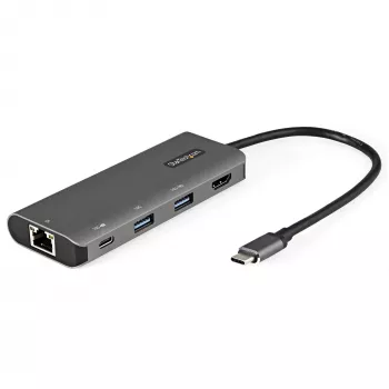 StarTech.com USB-C daudzportu adapteris - 10Gbps USB Type-C mini doks ar 4K 30Hz HDMI - 100W Power Delivery caurlaidība - 3 portu USB centrmezgls, GbE - USB 3.1/3.2 Gen 2 klēpjdatora doks - 25 cm kabelis