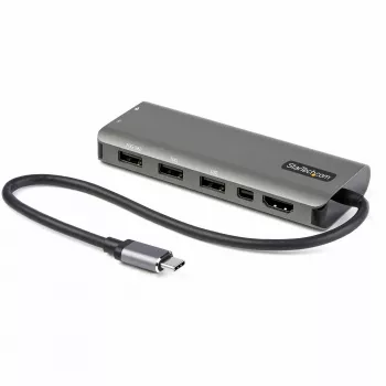 StarTech.com USB-C daudzportu adapteris – USB-C uz HDMI vai Mini DisplayPort 4K 60Hz, 100W PD caurlaide, 4 portu 10Gbps USB centrmezgls – USB Type-C mini doks – ar 30 cm pievienotu kabeli