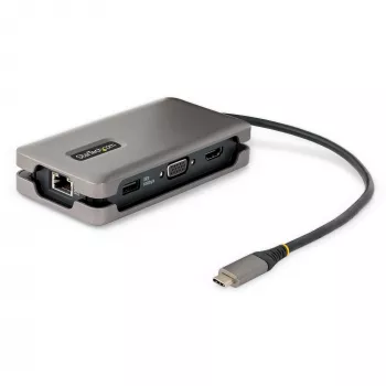 StarTech.com USB-C daudzportu adapteris - HDMI/VGA - 4K 60Hz - 3 portu USB centrmezgls - 100W barošanas padeves caurlaide - GbE - ceļojumu mini dokstacija ar uzlādi - 1 pēdas/30 cm aptīšanas kabelis