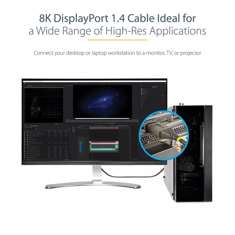 StarTech.com 2m VESA sertificēts DisplayPort 1.4 kabelis - 8K 60Hz HDR10 - Ultra HD 4K 120Hz - DP 1.4 vīriešu/vīriešu