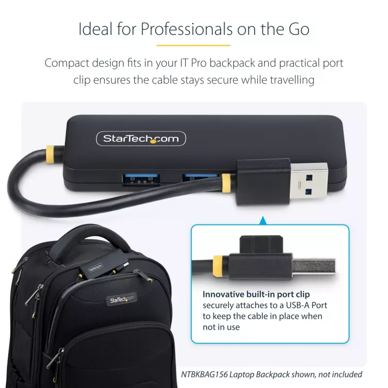 StarTech.com 4-Portu USB-A Hubs, 5Gbps, Ar Barošanu No Kopnes, Ceļojumu Mini USB Hubs, USB 3.0 Daudzportu Sadalītājs, Pārnēsājams USB Hubs, Aizsardzība Pret Pārslodzi (OCP)