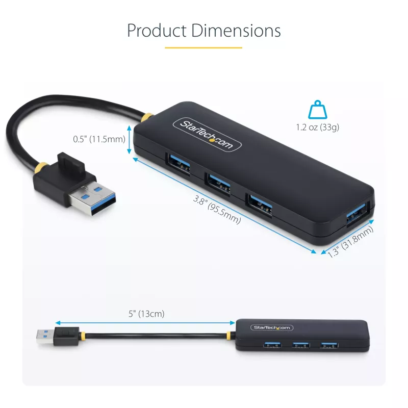 StarTech.com 4-Portu USB-A Hubs, 5Gbps, Ar Barošanu No Kopnes, Ceļojumu Mini USB Hubs, USB 3.0 Daudzportu Sadalītājs, Pārnēsājams USB Hubs, Aizsardzība Pret Pārslodzi (OCP)