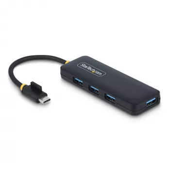 StarTech.com 4-Portu USB-C Hubs, 5Gbps, USB-C uz 4x USB-A, Barojams no kopnes, Kompakts ceļojumu mini hubs, Daudzportu USB 3.0 sadalītājs, Pārnēsājams hubs, Aizsardzība pret pārslodzi