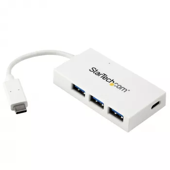 StarTech.com 4 Portu USB-C Hubs ar 1x USB-C un 3x USB-A Portiem (SuperSpeed 5Gbps) - USB Barojams - Pārnēsājams/Portatīvais USB 3.0 Adaptera Hubs - USB 3.2 Gen 1 Type-C Hubs - Balts