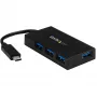 StarTech.com 4 portu USB-C centrmezgls ar 4x USB-A pieslēgvietām (USB 3.0/3.1 Gen 1 SuperSpeed 5Gbps) - barošana no USB kopnes vai ārējā adaptera - pārnēsājams USB-C uz USB-A BC 1.2 lādēšanas centrmezgls ar barošanas adapteri