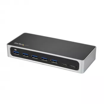 StarTech.com 7 Portu USB-C Centrmezgls ar Ātrās Uzlādes Portu - USB-C uz 5x USB-A 2x USB-C (USB 3.0 SuperSpeed 5 Gbps) - Pašbarots USB 3.2 Gen 1 Type-C Centrmezgls ar Barošanas Adapteri - Galddatora/Portatīvā Centrmezgls