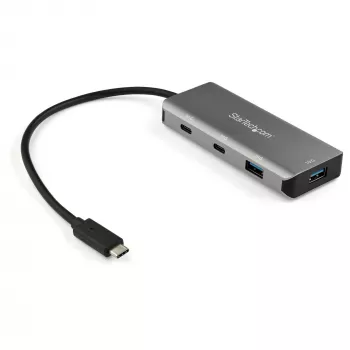 StarTech.com 4 portu USB-C centrmezgls ar 2x USB-A un 2x USB-C - SuperSpeed 10Gbps USB 3.2 Gen 2 - barots no USB kopnes - portatīvs alumīnija USB-C centrmezgls ar 25 cm kabeli