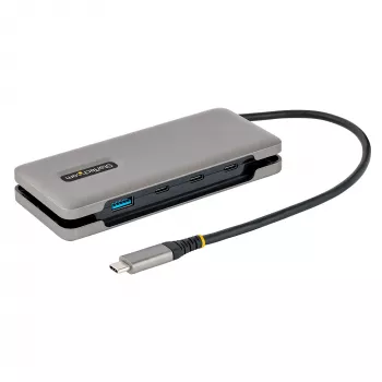 StarTech.com 4-Portu USB-C Hub - 1x USB-A & 3x USB-C Porti - USB 3.2 Gen 2 (10Gbps) - Barošana no kopnes - USB Type-C Hub ar 12,6 collu/32 cm aptinamo kabeli - Pārnēsājams USB-C uz USB-A Hub