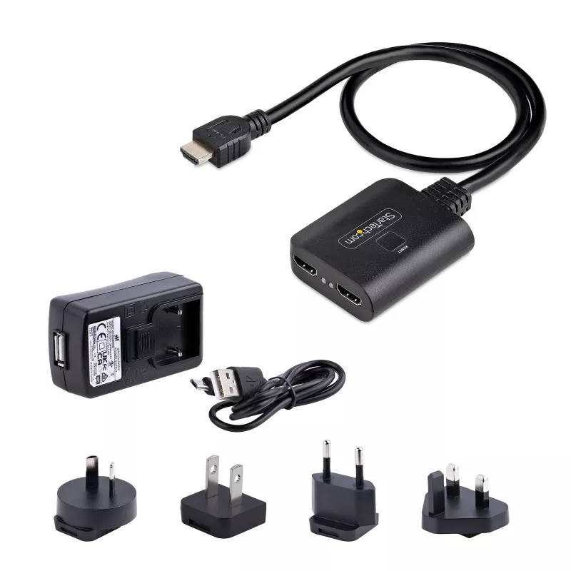 StarTech.com 2-Portu HDMI Sadalītājs, 4K 60Hz HDMI 2.0, 1 ieeja 2 izejas, HDR/HDCP, iebūvēts 50cm HDMI kabelis