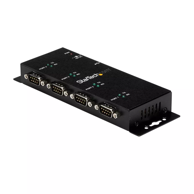 StarTech.com 4 Portu USB-DB9 RS232 Seriālais Adapteru Hubs – Rūpnieciskais DIN Sliežu un Sienas Montāžas