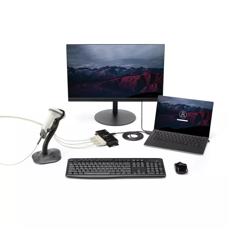 StarTech.com 4 Portu USB-DB9 RS232 Seriālais Adapteru Hubs – Rūpnieciskais DIN Sliežu un Sienas Montāžas
