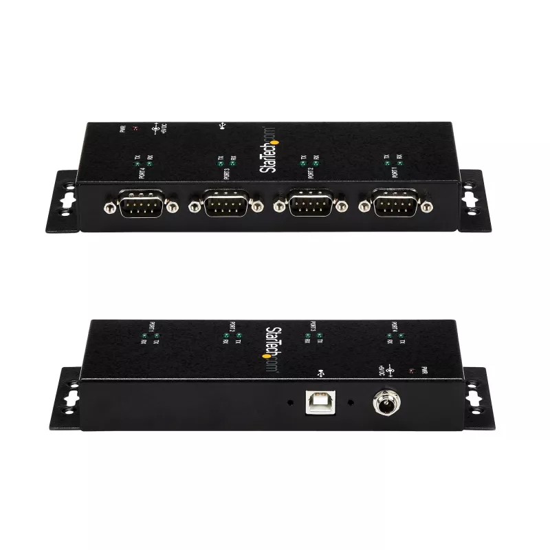StarTech.com 4 Portu USB-DB9 RS232 Seriālais Adapteru Hubs – Rūpnieciskais DIN Sliežu un Sienas Montāžas