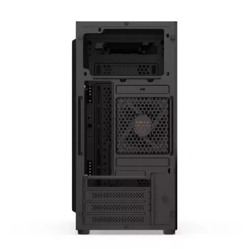 Korpuss KRUX Astro Cube Black — kuba formas korpuss, micro ATX/mini-ITX, 1×3.5 collu + 2×2.5 collu sloti, sānu logs, max PSU 28 cm, max dzesētāja augstums 136 mm
