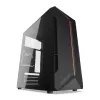 Korpuss KRUX Astro Cube Black — kuba formas korpuss, micro ATX/mini-ITX, 1×3.5 collu + 2×2.5 collu sloti, sānu logs, max PSU 28 cm, max dzesētāja augstums 136 mm
