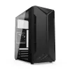 Korpuss KRUX Astro Cube Black — kuba formas korpuss, micro ATX/mini-ITX, 1×3.5 collu + 2×2.5 collu sloti, sānu logs, max PSU 28 cm, max dzesētāja augstums 136 mm