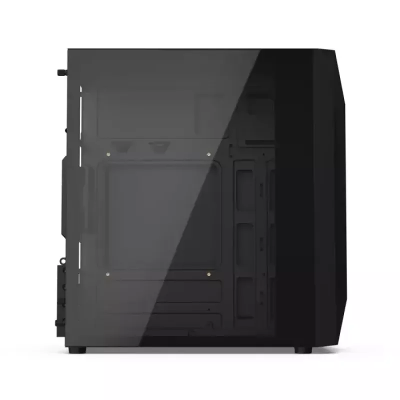 Korpuss KRUX Astro Cube Black — kuba formas korpuss, micro ATX/mini-ITX, 1×3.5 collu + 2×2.5 collu sloti, sānu logs, max PSU 28 cm, max dzesētāja augstums 136 mm