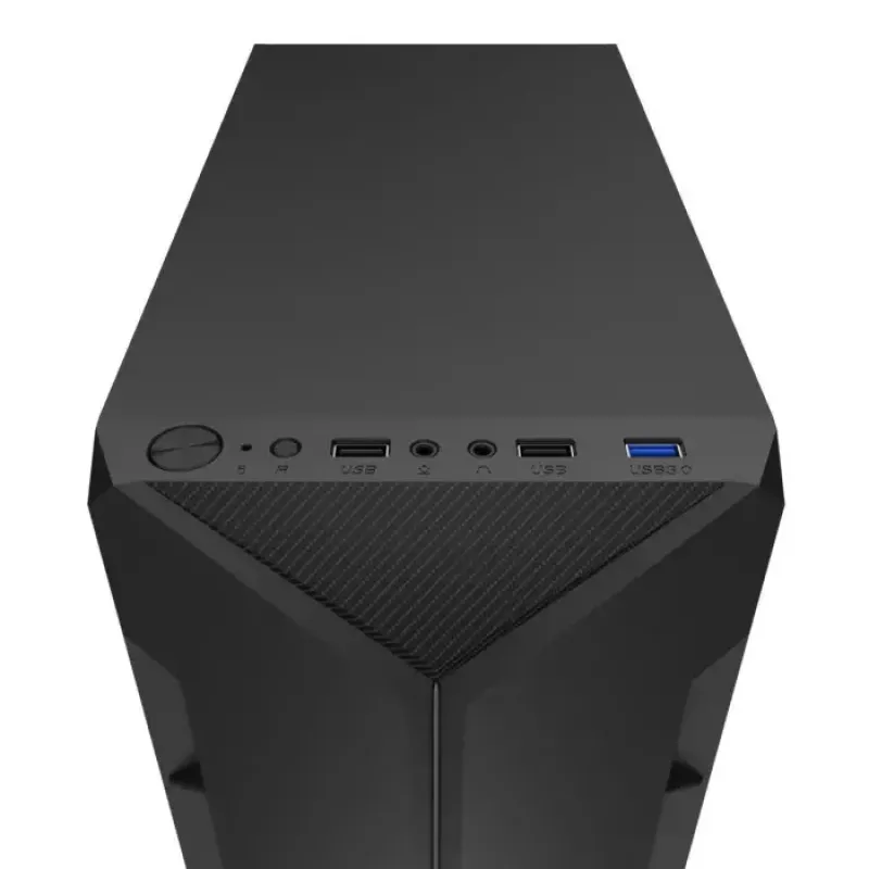 Korpuss KRUX Astro Cube Black — kuba formas korpuss, micro ATX/mini-ITX, 1×3.5 collu + 2×2.5 collu sloti, sānu logs, max PSU 28 cm, max dzesētāja augstums 136 mm