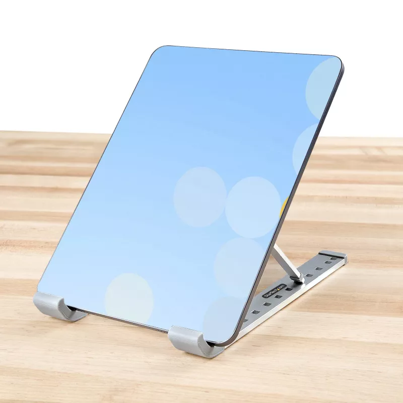 StarTech.com Salokāms klēpjdatora statīvs, portatīvs, regulējams augstums, ergonomisks, ventilējams alumīnija rāmis, atbalsta 10 kg, 9 leņķi, sabrūkams dizains