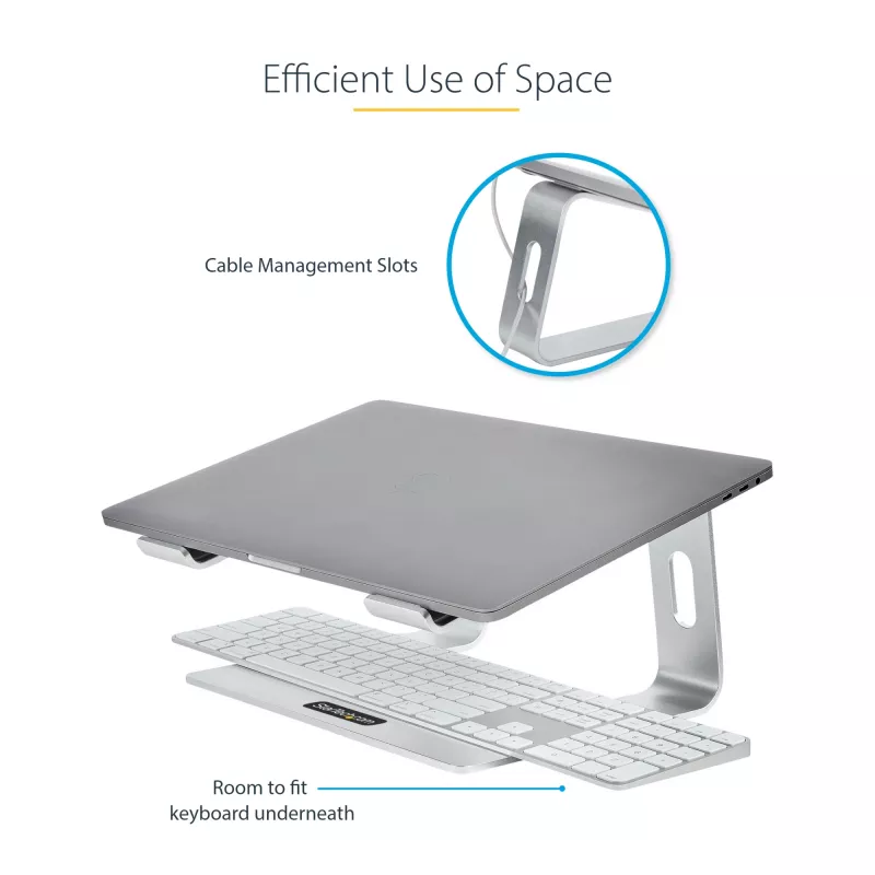 StarTech.com Laptop Statīvs, 5kg, Alumīnijs, Sudrabs, Ergonomisks, Pārnēsājams