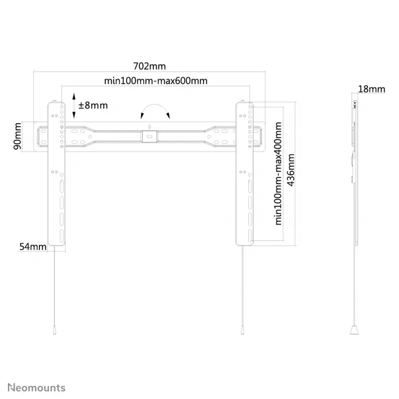 Neomounts LED-W600BLACK sienas stiprinājums TV 37-75 collām - īpaši plakans