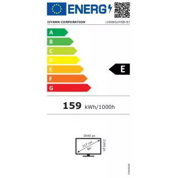 iiyama LH8665UHSB-B1 Signage displejs Kioska dizains 2.18 m (86 collas) LED Wi-Fi 800 cd/m² 4K Ultra HD Melns Iebūvēts procesors Android 11 24/7