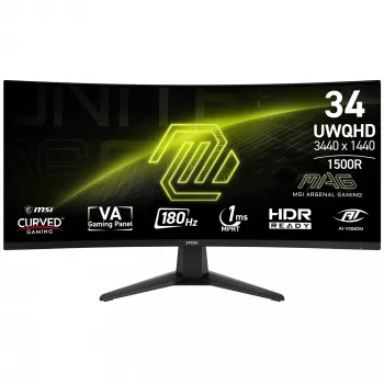 MSI MAG 346CQ dators monitors 86,4 cm (34 colli) 3440 x 1440 pikseļi UltraWide Dual Quad HD LCD Melns