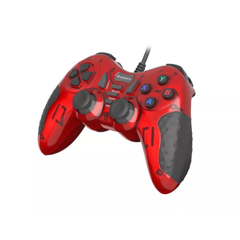 GENESIS MANGAN 200 Red USB 2.0 spēļu kontrolieris (gamepad) ar analogajiem un digitālajiem taustiņiem